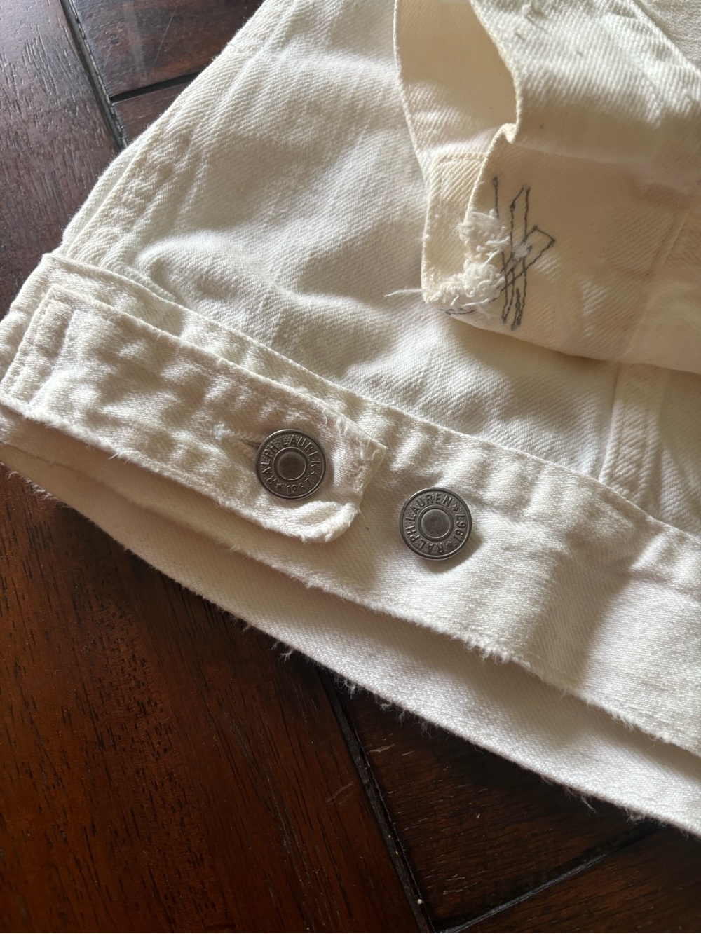 Authentic Lauren White Distressed Denim Jacket - Picture 7 of 7